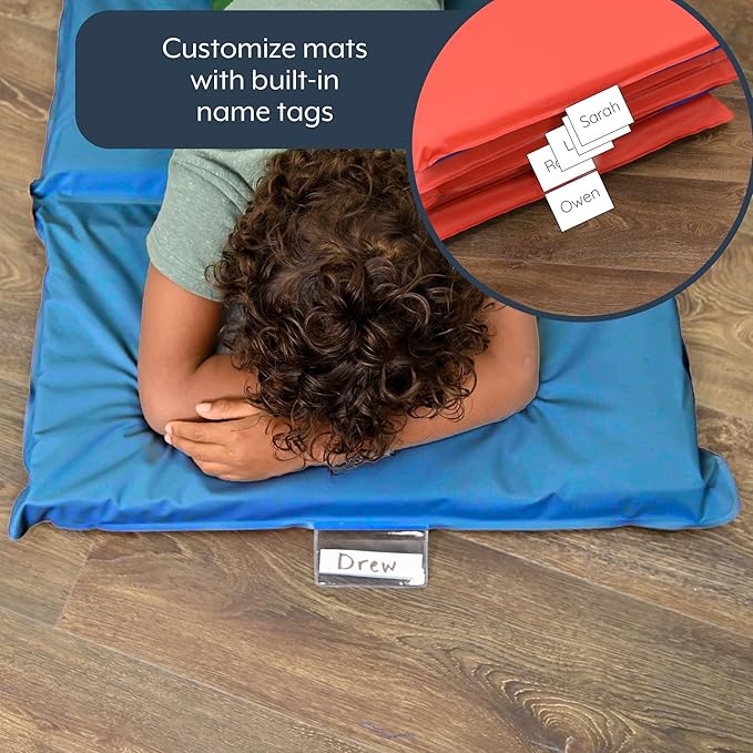 Children's Factory Nap Mats, 2 inch Thick Toddler Sleeping Mats for Preschools and Daycares, Comfortable and Soft 4 Section Folding Nap Pad