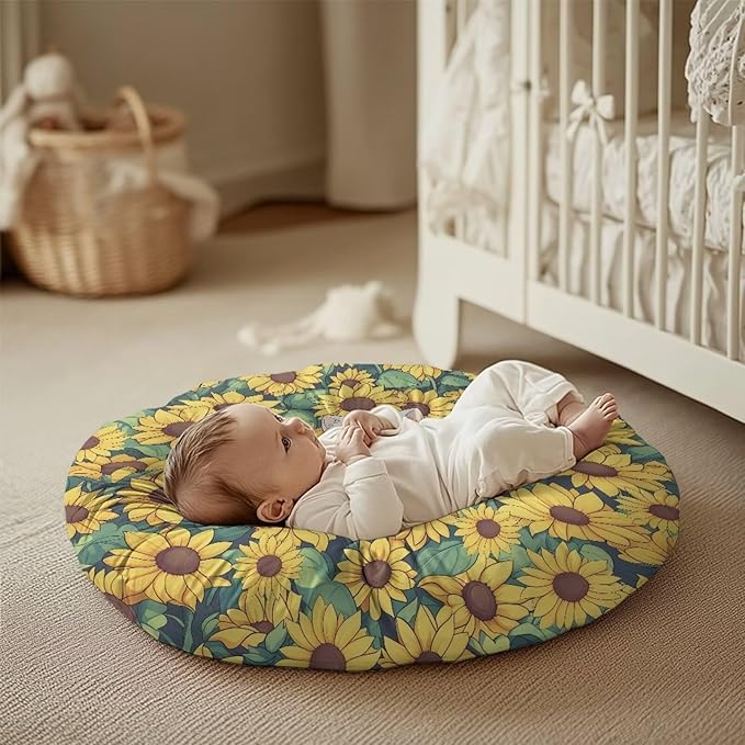 Sunflower and Cat Baby Lounger Cover Lounger Cover for Boys Girls Comfy Fit Infant Lounger for Baby, Infant Removable Slipcover Breathable and Washable