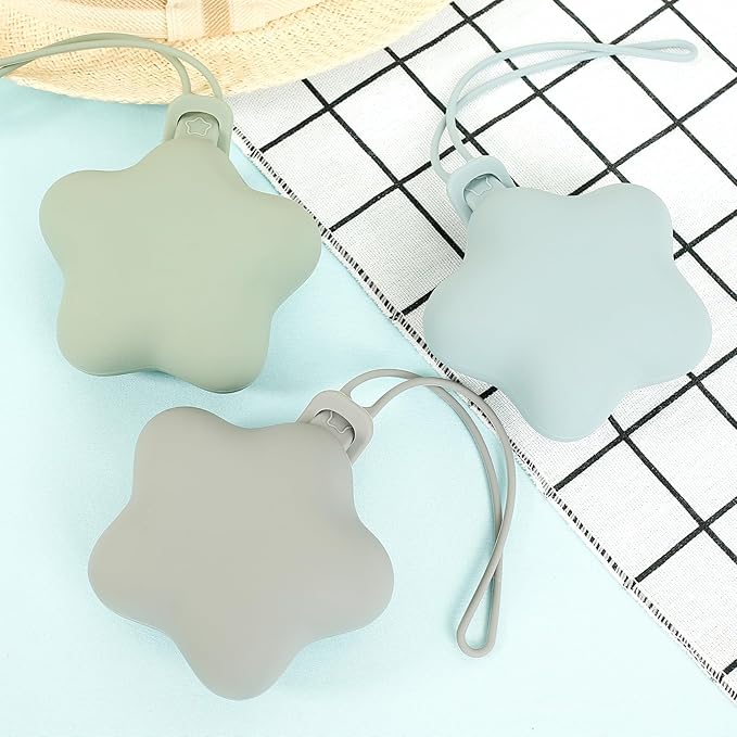 3Pcs Pacifier Holder Case, Safe and Soft Material Pacifier Pouch, Food Grade Silicone Pacifier Case, Star Shape, Protective Pacifier Storage Case for Diaper Bag Stroller (Style 2)