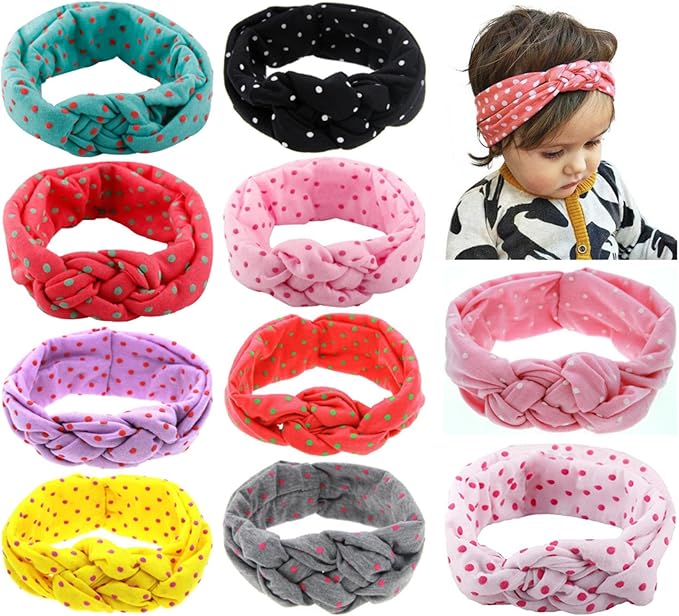 Baby Headbands Turban Knotted, Girl's Headband for Newborn,Toddler and Childrens (10Pack-CL3)