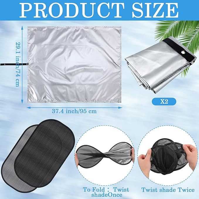 2 Pcs Baby Car Seat Sun Shade Cover Infant Car Seats Heat Protector with 2 Car Window Sun Shades UV Protection Toddler Car Seat Cover Keep Toddler Baby Seat at a Cool Temperature for Travel
