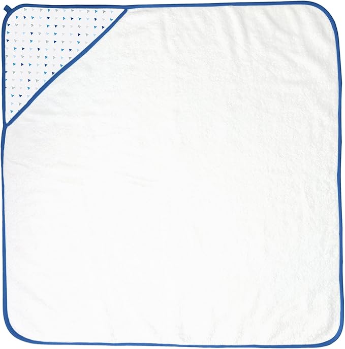 SwaddleDesigns Cotton Terry Baby Hooded Towel, Tiny Triangle Shimmer, Blue