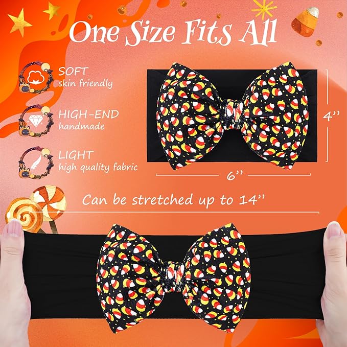 Halloween Baby Girl Bows Hair Accessories Headbands with Bows for Newborn Elastic Nylon Halloween Hairbands 2 PCS