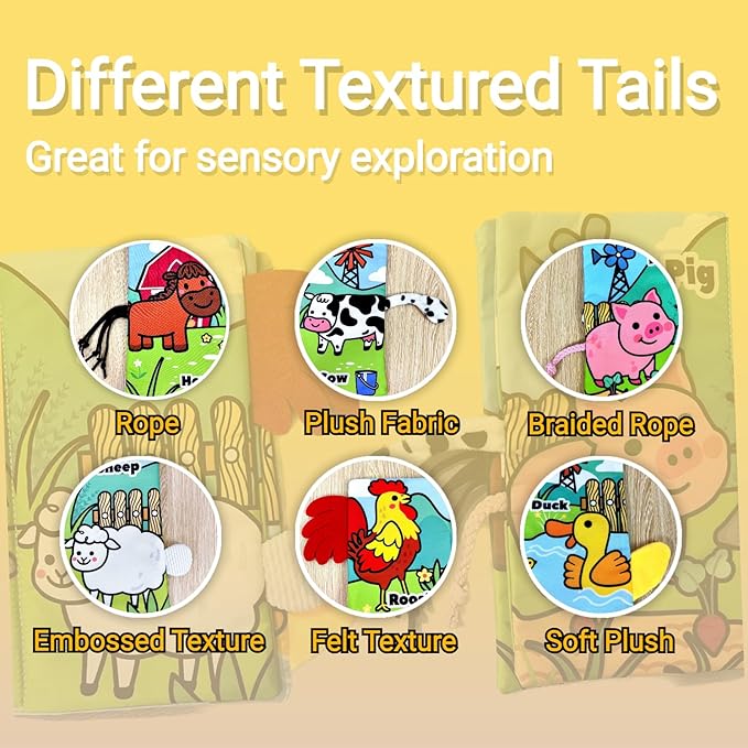 Sensory Baby Books 0-6 Months, Tummy Time Soft Cloth Baby Toys 0-3-4-5-6-7-8-9 6-12 Month Old, Newborn Infant Boy Essentials Gifts Travel Toy Touch and Feel Crinkle Busy Book for Babies Girl