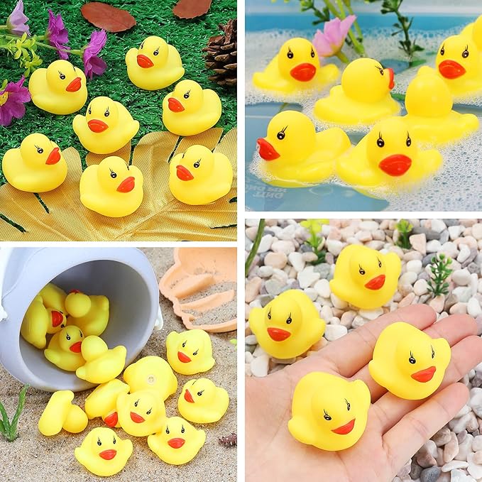 60 PCS Rubber Ducks Bath Toys Mini Ducks Float and Fun Squeak for Kids Bath Toy Shower Decorations Birthday Party Carnival Game Gift