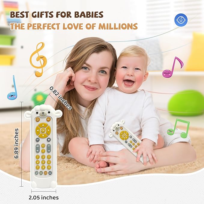 KIRALUMI Baby Remote Control Toy - Baby Musical Toys, Early Number Learning in 3 Languages (English, Spanish & French), Preschool Boys Girls Toys Gift 6, 12, 18 Months.