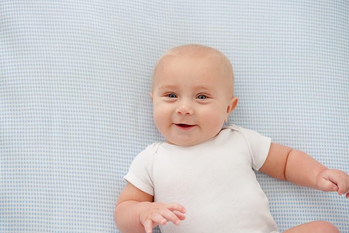 SheetWorld Baby Fitted Bassinet Sheet Fits Nuna Mixx 12 x 29 inches, 100% Cotton Jersey Hypoallergenic Sheet, Unisex Boy Girl, Blue Gingham, Made in USA