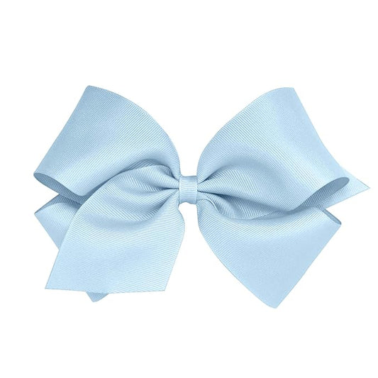 Wee Ones Girls' Classic Grosgrain Hair Bows with Plain Wrap Center, No-Slip Hair Clip, Handmade, Millennium Blue, King