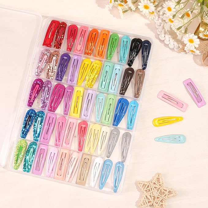 CÉLLOT 96 Pieces 2 Inch Snap Hair Clips No Slip Metal Hair Clip Barrettes for Girls Toddlers Kids Women