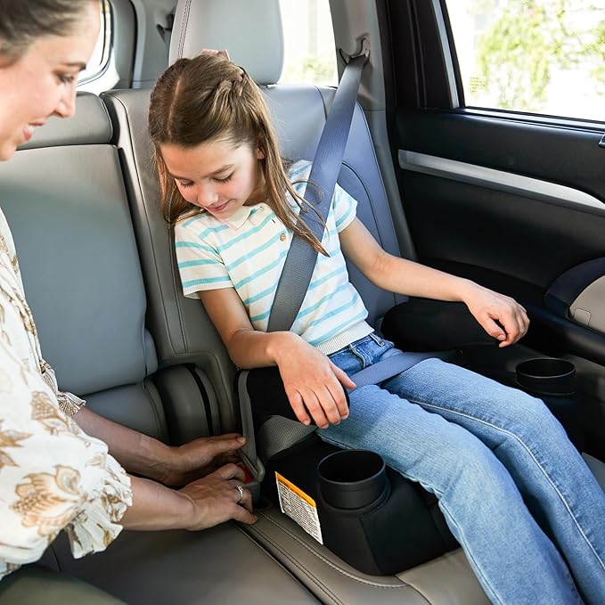Safety 1st Comfort Ride Lite Booster Car Seat, 2-Pack, Lightweight Backless Booster Seat, Machine Washable, Dishwasher Safe Cup Holders, USA-Made, Fits Kids 40-100 lbs, 43.4-57", Pure Black