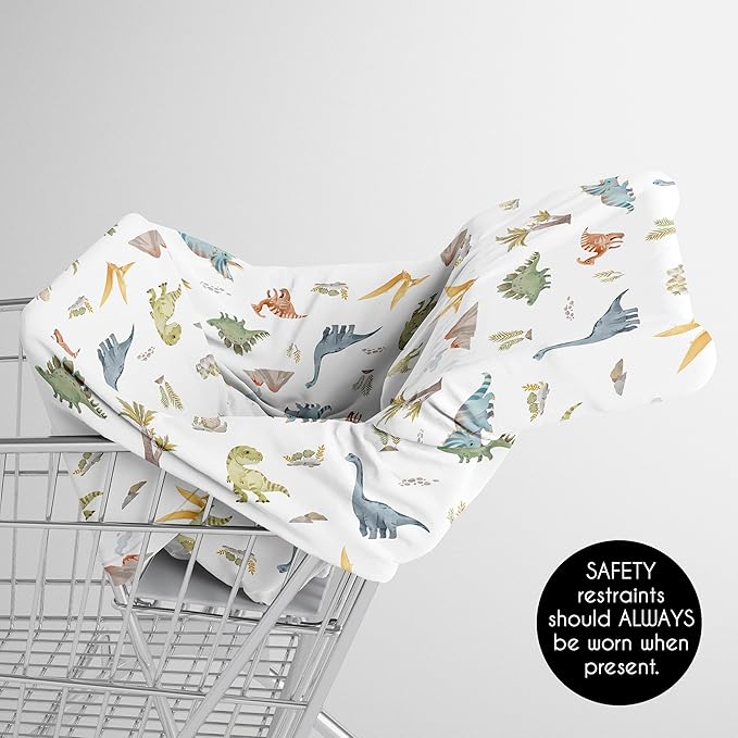Sweet Jojo Designs Watercolor Dinosaur Dino Boy Infant Baby Car Seat Cover Nursing Breastfeeding High Chair Shopping Cart Stroller Carseat Canopy Carrier Multipurpose Use Green Blue Tan Modern Animal