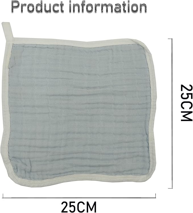 Baby Wash Cloth and Towels 5 Pack - Muslin Washcloths, Super Soft Newborn Bath Face Towels, Cotton Reusable Wipes