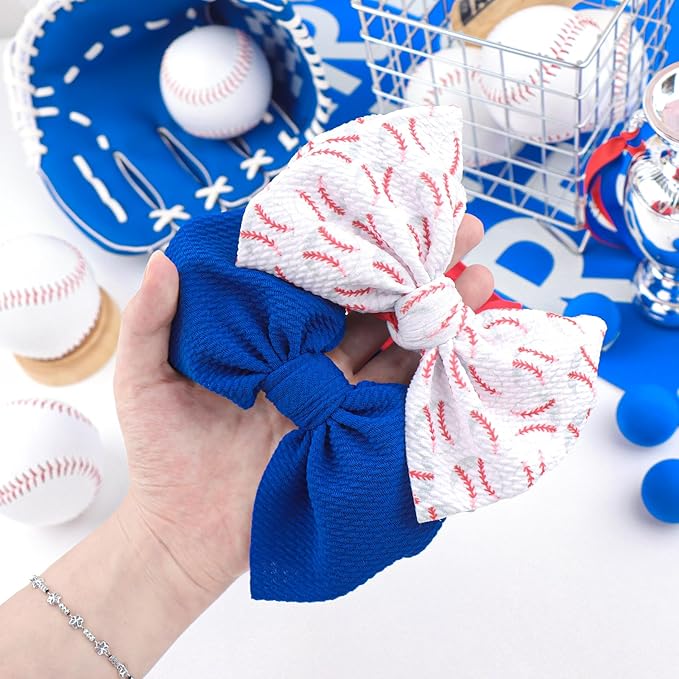 Baseball Bows for Girls Infant Headbands Charm Big Bows for Baby Sport Game Bow Soccer Hair Bow Baby Girl Headbands with Bows Infant Football Gifts Red Blue