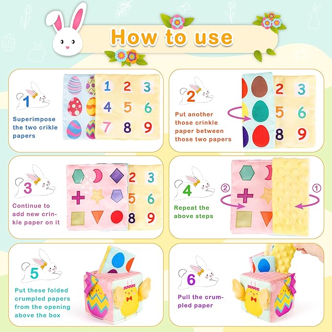 Easter Baby Toys Montessori Toys Baby Tissue Box Toy for Babies 3 6 9 Months, Easter Gifts, Easter Basket Stuffers for Babies