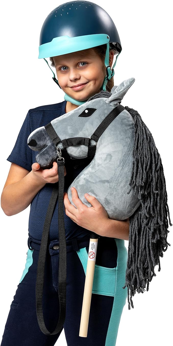 SKIPPI Hobby Horse - Realistic Grey Horse Head for Hobby Horsing Competitions, Large Size with Baton