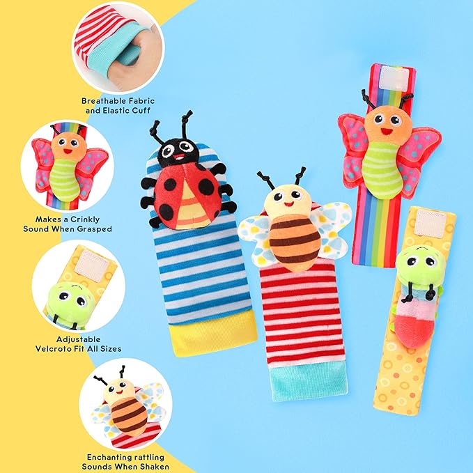 Baby Toys for 0-12 Months Newborn Boys and Girls Gifts Wrist Rattle Socks for Babies 0-6 Months Infant Girl Boy Toys for Babies As Shower Gifts