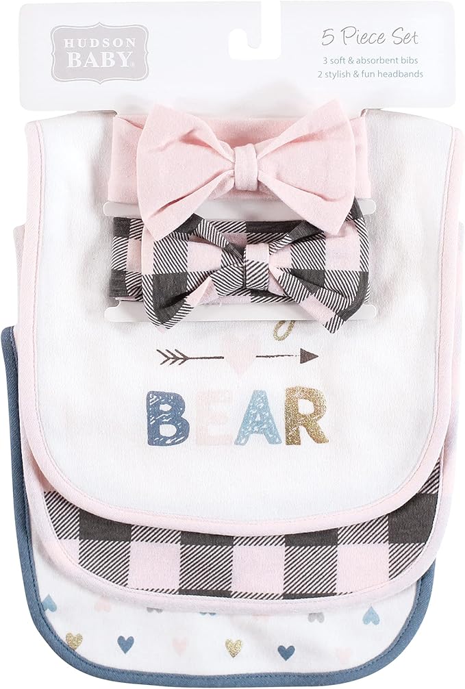 Hudson Baby Unisex Baby Cotton Bib and Headband Set