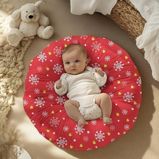 Red Snowflakes Baby Lounger Cover Removable Cover Ultra Soft Comfortable Lounger Slipcover Protector Cover for Infant Lounger Pillow Breathable and Washable Christmas Decor