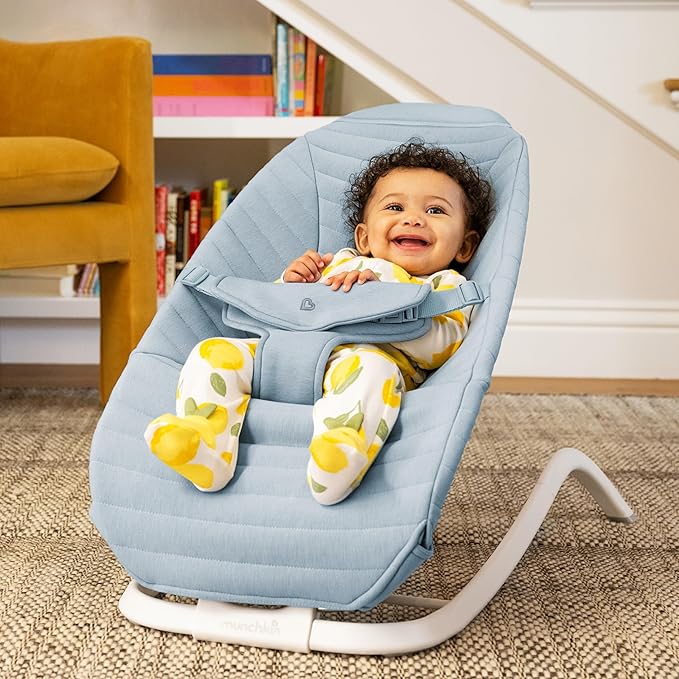 Munchkin Premium Seat Cover for Bouncer & Rocker - Soft, Machine Washable, Removable Fabric, Blue