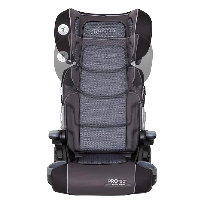 Baby Trend Protect 2-in-1 Booster Seat, Grey Tech – Lightweight Belt-Positioning Design, Cushioned Comfort, Everyday Big-Kid Support