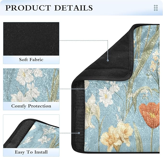 Car Seat Belt Pads Covers 2 Piecing Soft Unique Baby Seat Shoulder Strap Cover for Adults Child Kids S Autumn Flowers Flower Daffodil Gladiolus Blue