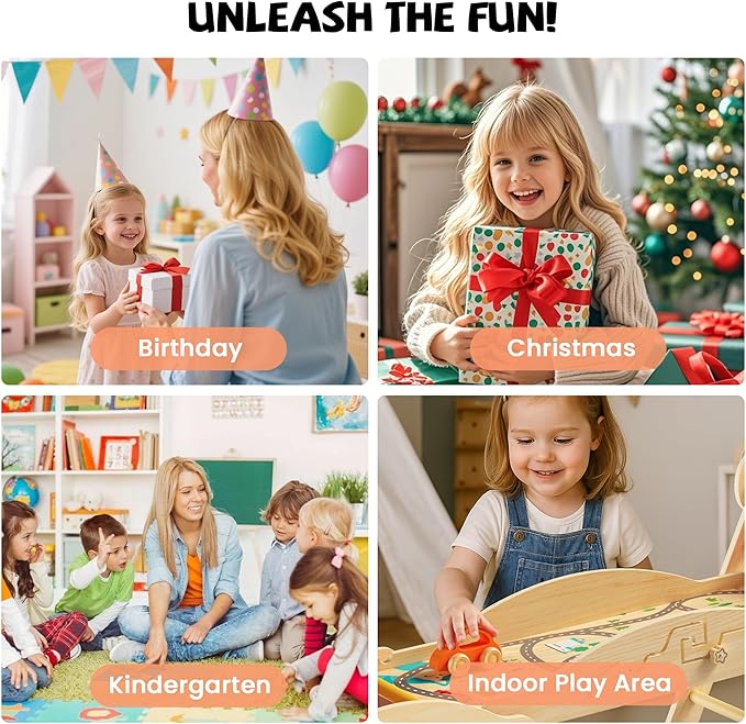 Pikler Triangle Climbing Set with Cushion, Foldable Climbing Toys Indoor, Montessori Toddler Gym, 10-in-1 Climber & Playground, Gift for Christmas, Birthday, New Year (Sahara Sunset)