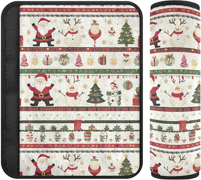 Cute Christmas Santa Claus Snowman Seat Belt Cover Pad Pack of 2 Fashion Seatbelt Cover Shoulder Pads Cushion Protect Your Neck and Shoulder