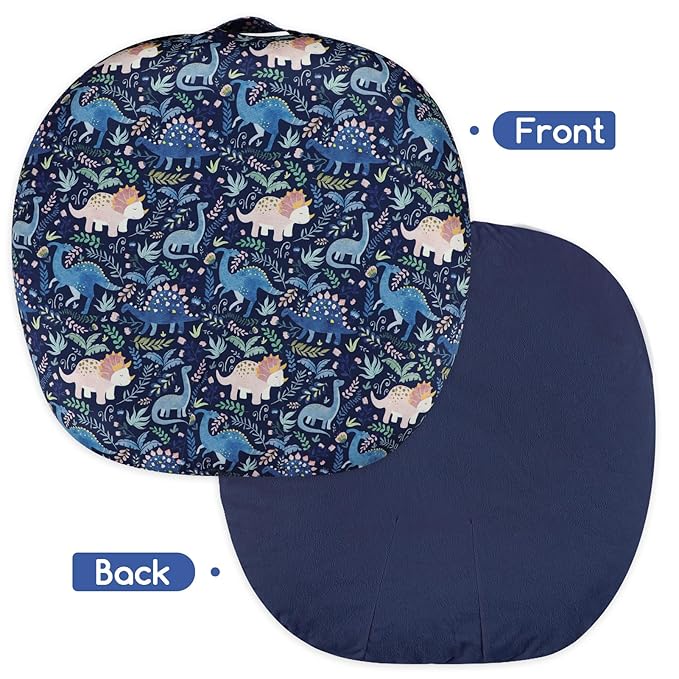 Newborn Lounger Cover for Boys Girls, Soft Comfortable Baby Lounger Cover 1 Pack Reversible Removable Fleece Slipover for Infant Lounger Pillow, Dinosaur (Cover Only)