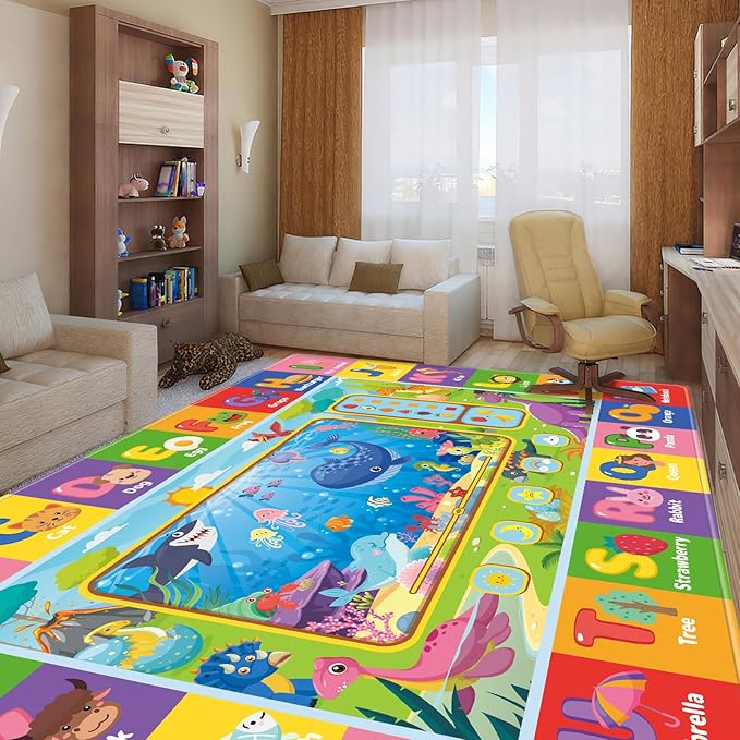 Baby Play Mat for Floor, Kids Rug Playmat Baby Crawling Mats Educational Tummy Time Mats Soft ABC Play Mat for Toddlers Infants Kids Rug for Playroom Classroom(110.2X78.7 INCH, Style 2)