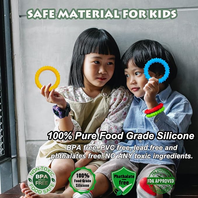 Flyaway Fidget Bracelet for Kids 4 Pack, Chew Bracelet for Sensory Kids Toddler with Autism ADHD Anxiety Texture Silicone, Oral Motor Aids Sensory Chew Toys for Children Adults Chewing Fidgeting