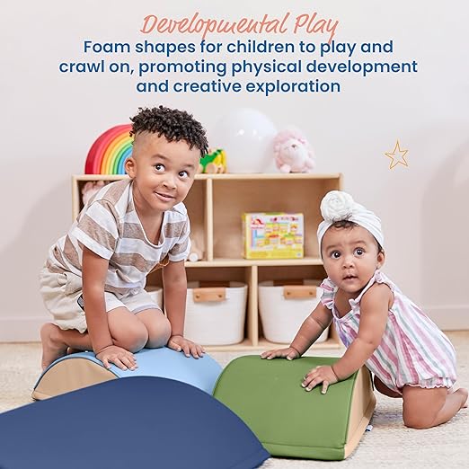 ECR4Kids SoftZone Colorful Log Climber Balance Builders, Beginner Playset, Earthtone, 3-Piece