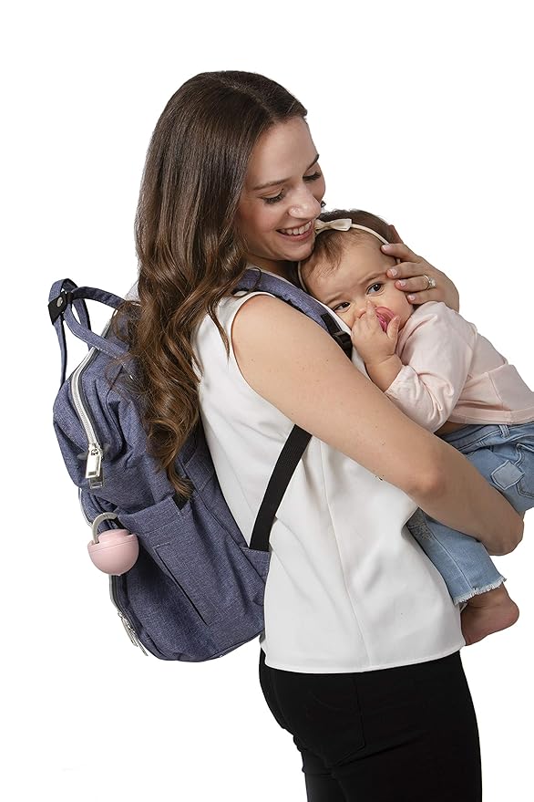 melii Pacifier Pod 1 Pack – Grey & Blue Pacifier Storage Container with Carabiner Clip