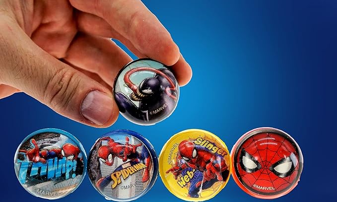 JA-RU Marvel Spiderman Bouncy Superballs Super Hi Bounce 1.2" (1 Pack of 5 Balls) Fidget Balls Small Toys for Kids Prize Premium Giveaways Gift Birthday Supplies A-6805-1