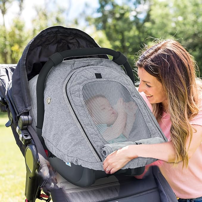 Fairy Baby Winter Car Seat Cover for Baby Carseat with Mesh Window(Grey),Infant Warm&Cozy Car seat Covers Baby for Travel, Waterproof CarSeat Cover for Babies.