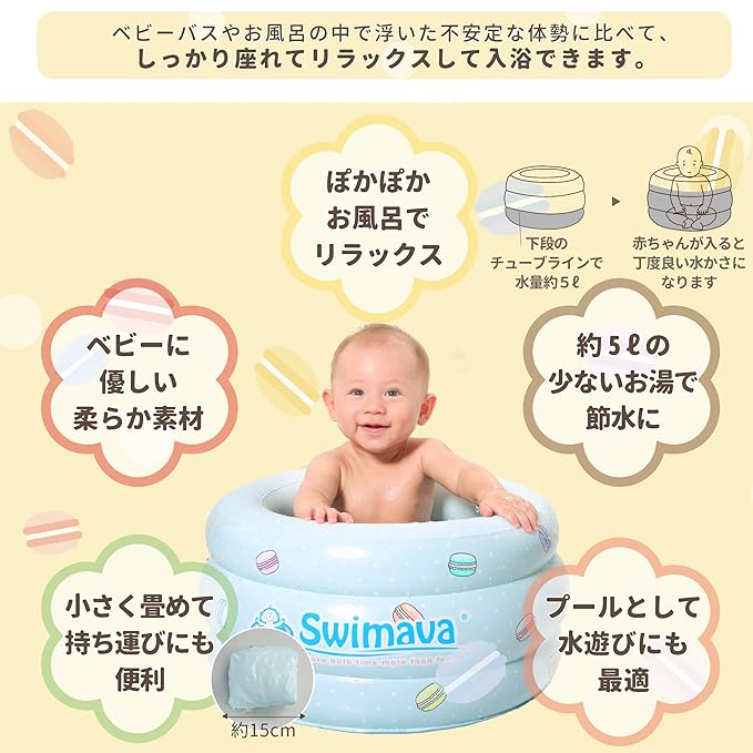 Swimava [Japan genuine product 60 Days Warranty] suima-ba Fluffy Baby Bath makaronbasu 0 – 24 Months Green Premium