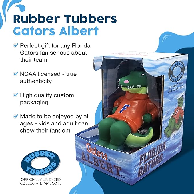 Florida Gators (Albert) Collegiate Bathtub Toys - Officially Licensed NCAA Team Mascots, Authentic Sports Memorabilia, Novelty Rubber Ducks (University of Florida)