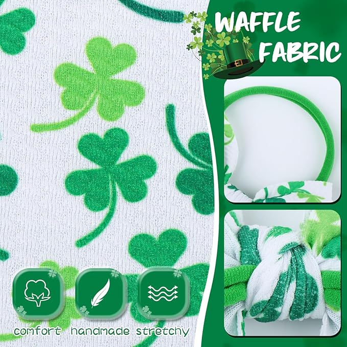 St. Patrick's Day Baby Girl Clover Headbands, Elastic Nylon Hair Accessories for Newborn Infant Toddler