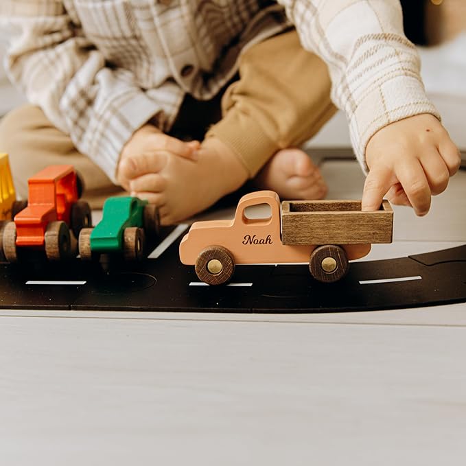 Personalized Baby Wooden Colored Toy Car, Educational Montessori Toy Car, Wooden Sensory Toy, Name Car, Birthday Gift for Boys and Girls, First 2nd 3rd Birthday