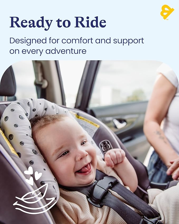 Travel Bug Baby & Toddler 2-in-1 Head Support Duo Head Support for Car Seats, Strollers & Bouncers (Grey/White)