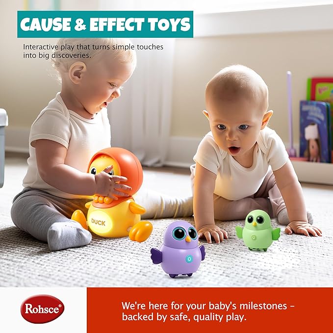 Crawling Duck Baby Toy with Music & Lights, Waddling Follow Duck Tummy Time Toy for Infants 6–12 Months, Developmental Learning Gift for 1 Year Old Toddlers Boys Girls