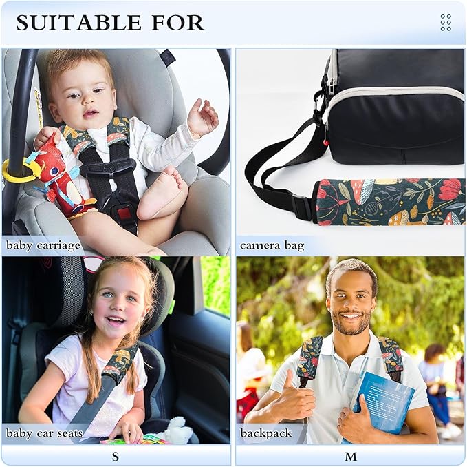 CHIFIGNO Cute Cartoon Mushrooms Car Seat Belt Covers Fashion Seat Belt Cushion Cover 2 Pack Shoulder Pads Car Accessories Protect Your Neck and Shoulder