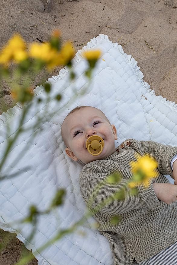 BIBS Pacifiers - De Lux Collection | BPA-Free Baby Pacifier | Made in Denmark | Set of 2 Vanilla/Dark Oak Color Premium Soothers | Size 6-18 Months