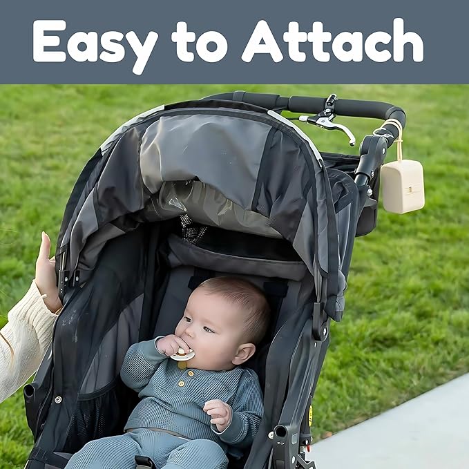 Baby's Aid Silicone Pacifier Case, No Open Slot with Patented Closure, Dishwasher Safe, Attaches to Diaper Bag or Stroller, Holds 2 Pacifiers, (Buttercream)