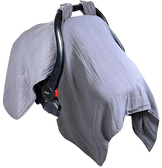 EDEN BLISS Muslin Baby Car Seat Cover– 100% Cotton – 120x120cm Infant – Lightweight Infant Canopy, Universal Fit Baby Carrier Cover & Nursing Privacy Cover