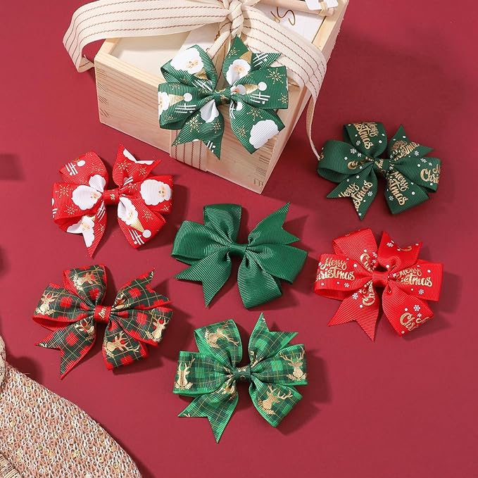 YHXX YLEN 20PCS 3 Inch Hair Bows for Girls Grosgrain Ribbon Christmas Hair Clips with Alligator Clip, Hair Accessory for Toddler Girls Baby Kids Teens