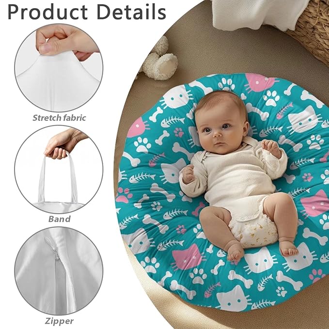 Newborn Lounger Cover, Cat Paw Print Removable Newborn Lounger Cover Soft Baby Lounger Slipcover Stretchy Infant Lounger Pillow Cover for Boys Girls