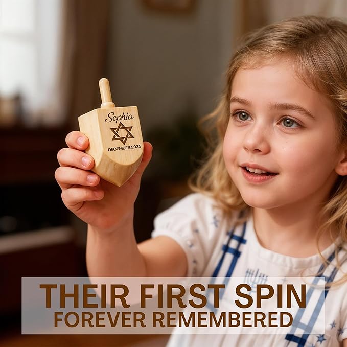 Personalized Wooden Dreidel with Star of David Design–Custom Engraved Hanukkah Dreidel with Name – Unique for Kids, Friends, and Family – Fun Hanukkah Game and Decorative Keepsake Display
