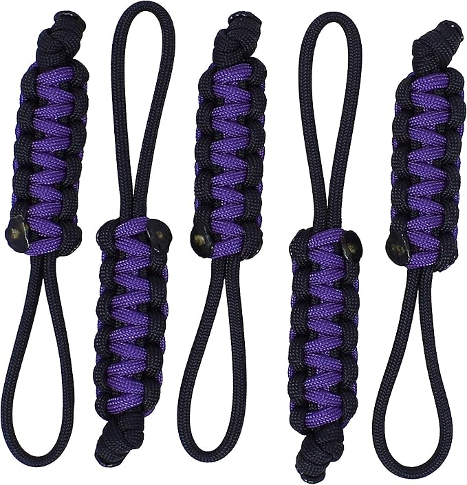 BubbasGarageTv - Large Heavy Duty Paracord Zipper Pulls (Purple)