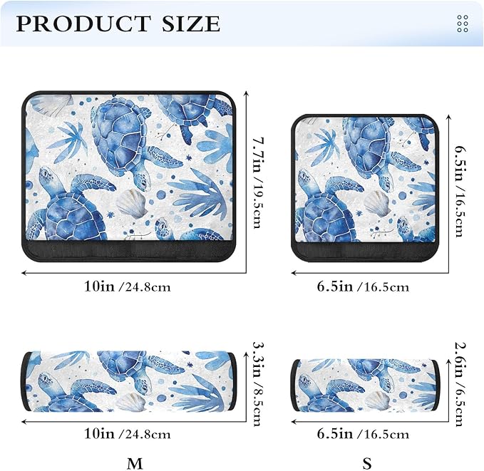 CHIFIGNO 2Pcs Seat Belt Cover Watercolor Blue Turtles and Shells Seatbelt Covers Soft Shoulder Strap Pad for Adults Kids