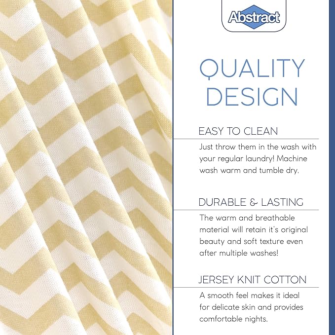 Pack n Play Fitted Sheet – Super Soft, 100% Natural Jersey Cotton – 27” x 39” – for Boys and Girls, Fits Pack n Play, Playard and Foldable Mattresses - Covered Elastic Hem – Zigzag Beige